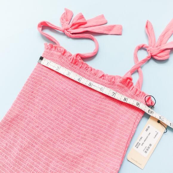 NEW Nation LTD April Smocked Tank Pink Tie Straps Stretch Fit Size Small Clean - Picture 6 of 8